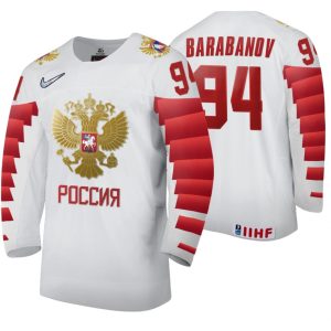Rusland-Team-94-Alexander-Barabanov-Hjemme-2020-IIHF-World-Ice-Hockey-Hvid