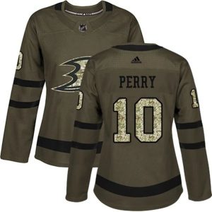 kvinder-NHL-Anaheim-Ducks-Ishockey-Troeje-Corey-Perry-10-Camo-Groen-Authentic