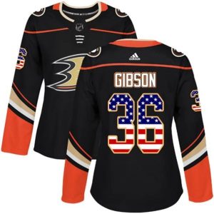 kvinder-NHL-Anaheim-Ducks-Ishockey-Troeje-John-Gibson-36-Sort-USA-Flag-Fashion-Authentic