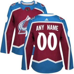 kvinder-NHL-Colorado-Avalanche-Ishockey-Troeje-Custom-Burgundy-Roed-Authentic