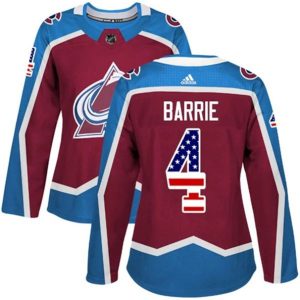 kvinder-NHL-Colorado-Avalanche-Ishockey-Troeje-Tyson-Barrie-4-Burgundy-Roed-USA-Flag-Fashion-Authentic