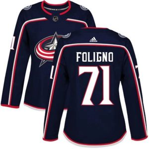 kvinder-NHL-Columbus-Blue-Jackets-Ishockey-Troeje-Nick-Foligno-71-Navy-Authentic