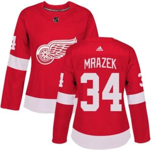 kvinder-NHL-Detroit-Red-Wings-Ishockey-Troeje-Petr-Mrazek-34-Roed-Authentic