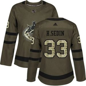 kvinder-NHL-Vancouver-Canucks-Ishockey-Troeje-Henrik-Sedin-33-Camo-Groen-Authentic