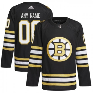 Boston Bruins Tilpasset Troeje 100th Anniversary Adidas 2023 24 Sort Authentic 1
