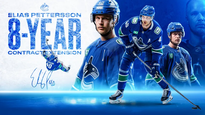 Den svenske angriber Elias Pettersson underskriver en otte-årig kontrakt med Vancouver Canucks